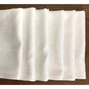 SOLD: Vintage Cotton Damask Dinner Napkins Set of 6 Floral 16 Inch Square